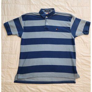 Vintage Tommy Hilfiger Blue Striped Polo, Size Large